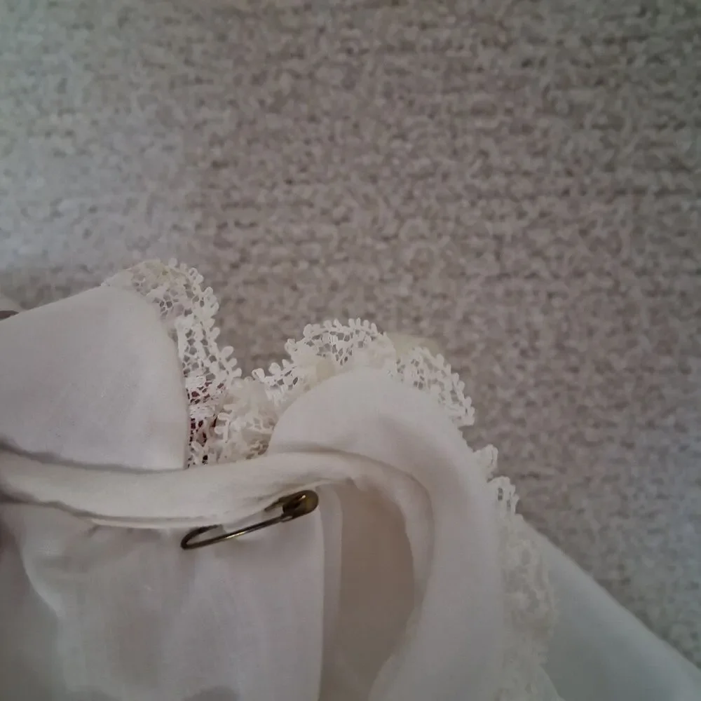 Vintage Baby Girl Long Night Gown Sz 3-9 Months White Victorian Prairie Peasant